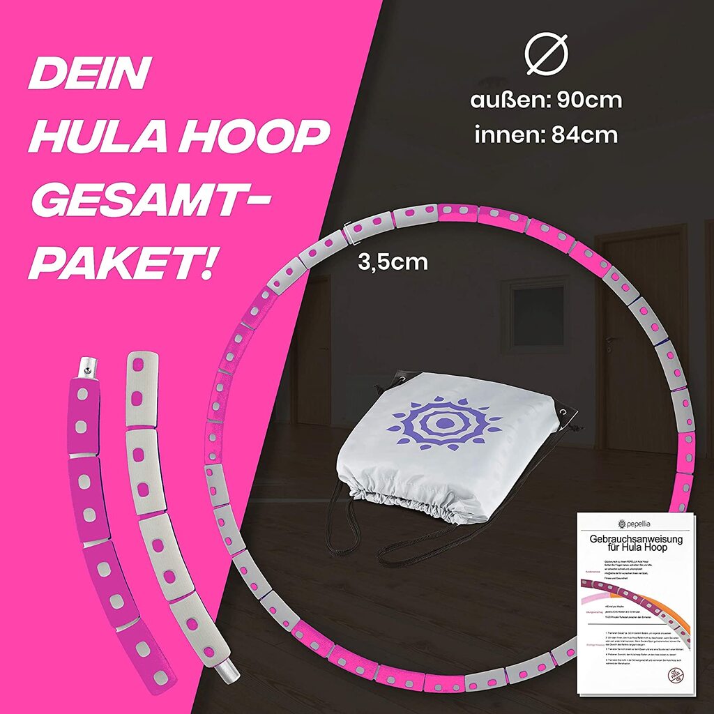 Pepellia Hula Hoop Reifen (pink grau, ⌀90cm, 1.2kg)