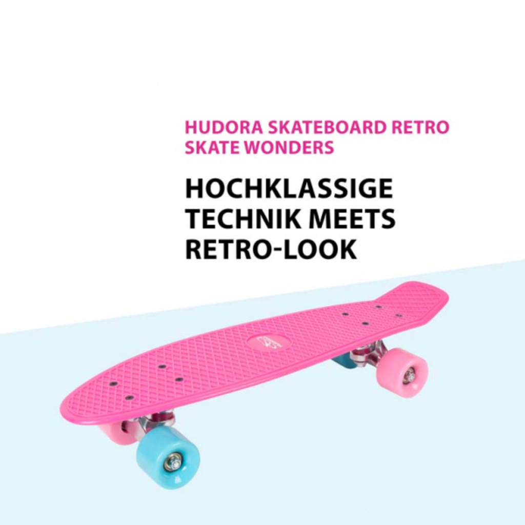 Hudora Skateboard Retro Skate Wonders (rosa, 57cm × 15cm × 11.5cm)