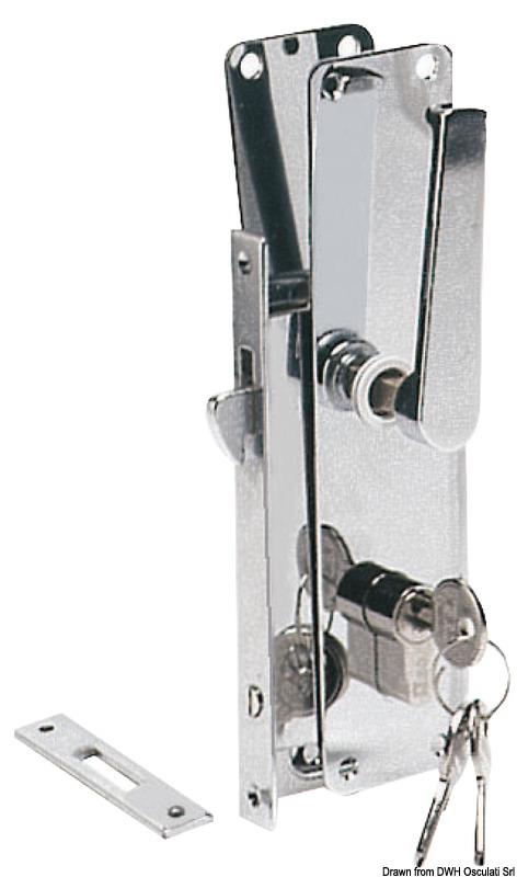 Lock f. sliding doors Yale brass, chrome-plated