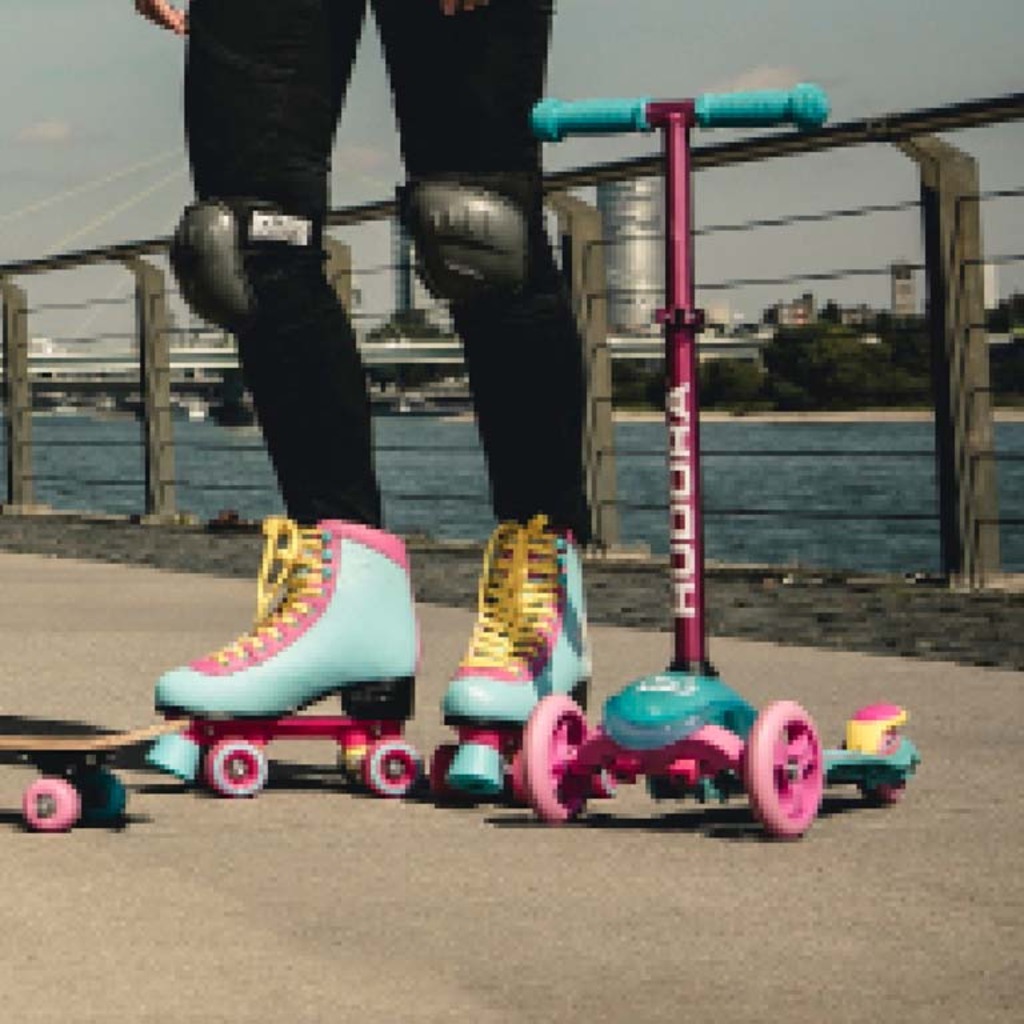 Hudora Flitzkids 2.0 Skate Wonders (rosa/azzurro, 54cm × 28cm × 66cm, 2,125kg)