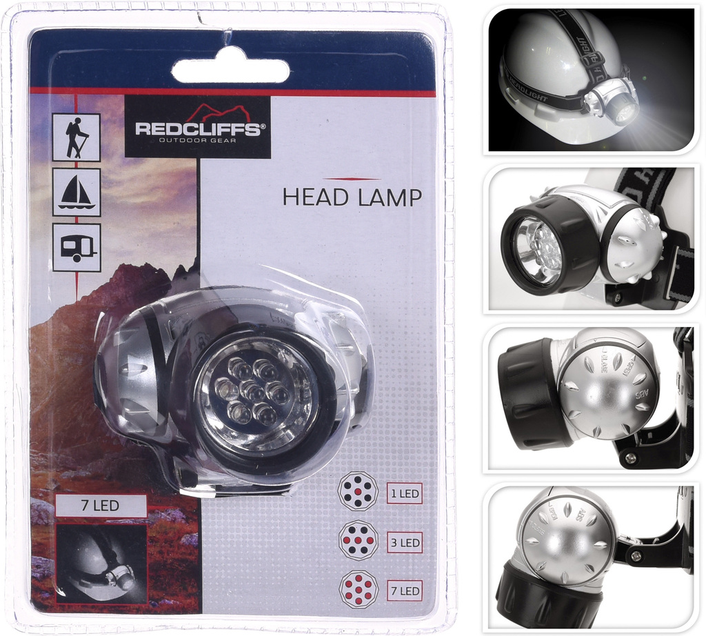 Redcliffs Stirnlampe mit 7 LED (schwarz/grau, 10cm × 10cm)