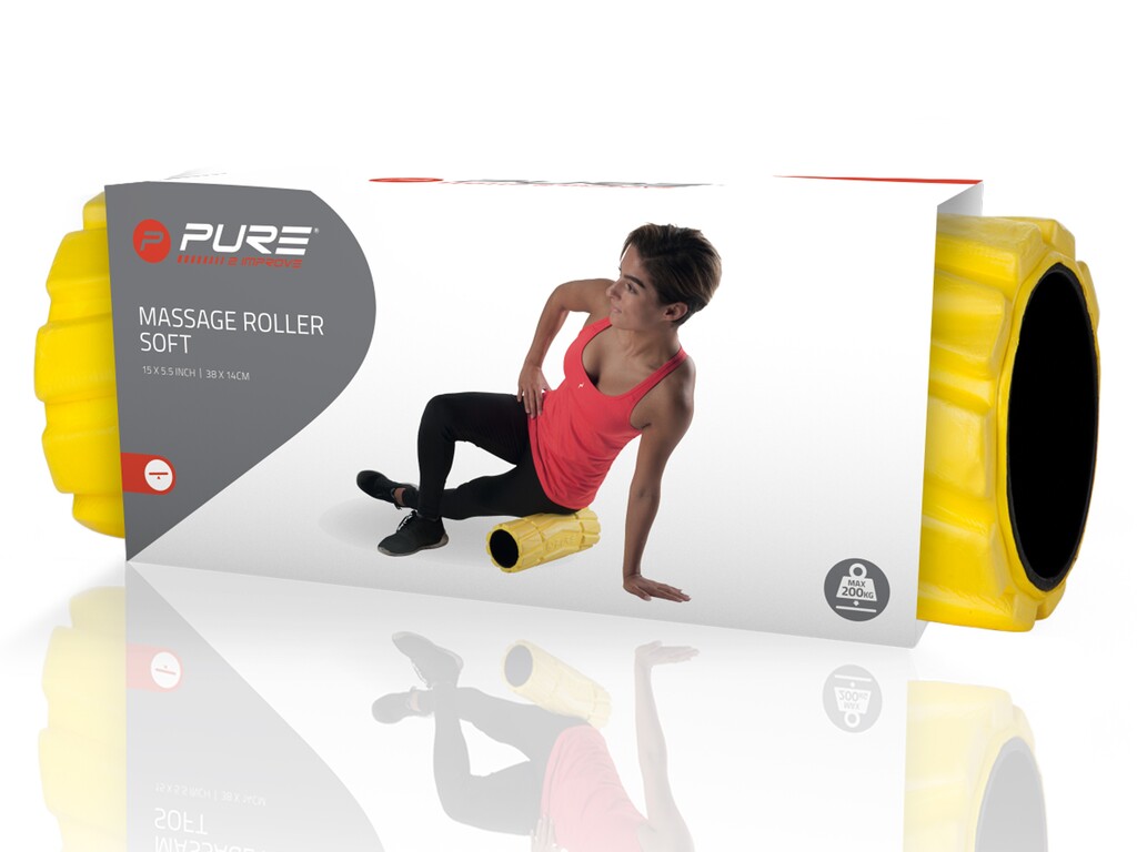 Pure2improve massage roll soft (yellow, ⌀14cm × 36cm, 0.6kg, 1pc.)