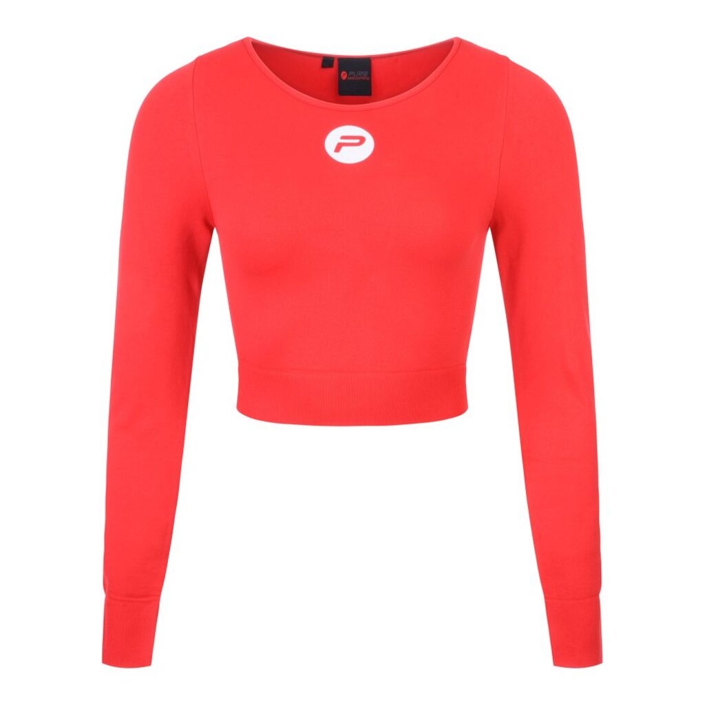 Pure2improve Sport, camicia a maniche lunghe da donna (rosso, M)