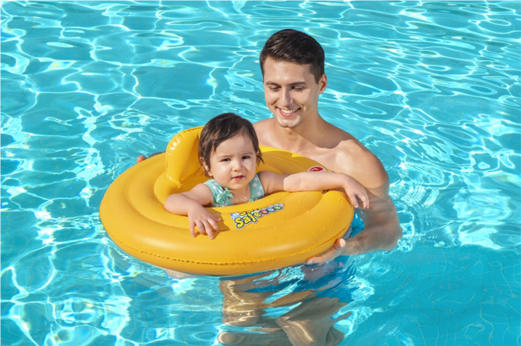 Bestway Swim Safe ABC siège de natation niveau A WonderSplash , 0-1 an (jaune, 64cm × 64cm × 24cm, 513g)