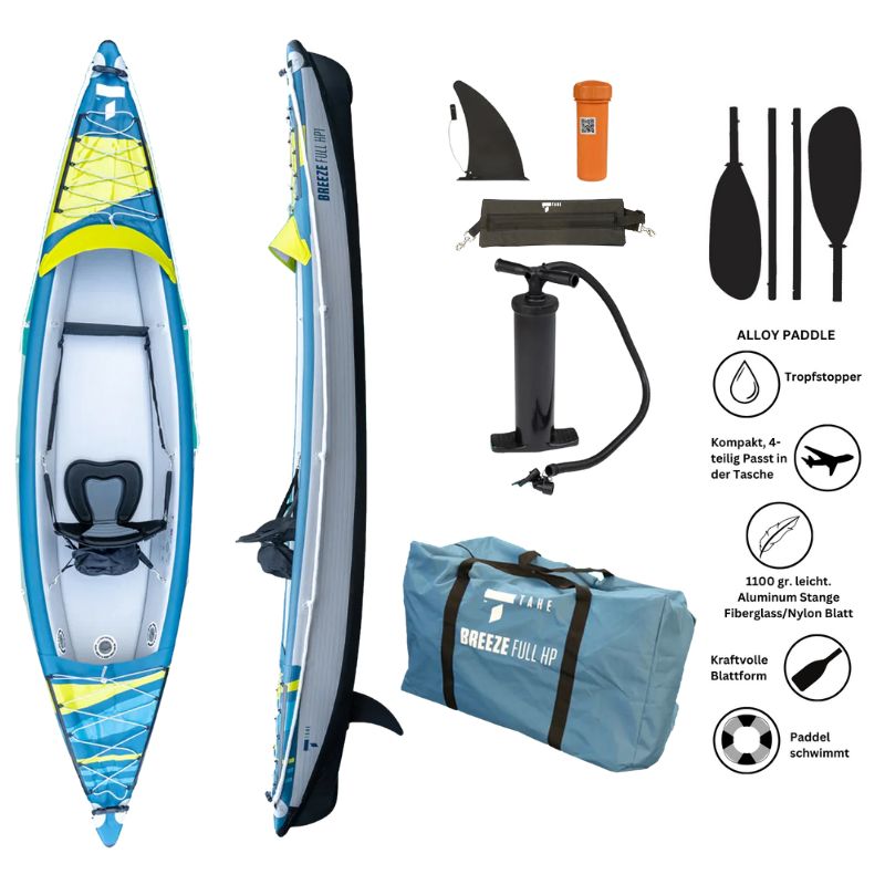 BREEZE FULL HP1 Wähle dein Paddel: Kayak (Inkl. Zub.) + Alu Kayak Paddel