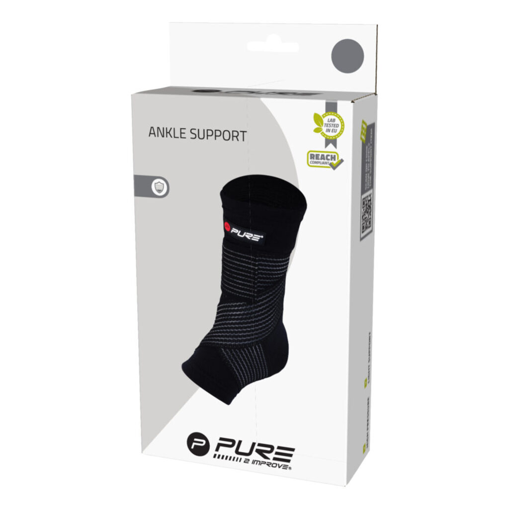 Pure2improve Ankle Support (Black, 28cm × 11cm, M)