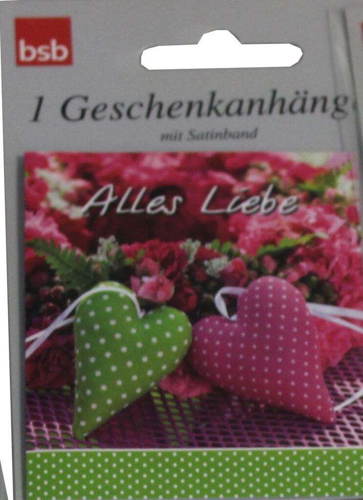 bsb Geschenkanhänger 1er "Alles Liebe, 2 Herzen" (6.0cm × 7.0cm)