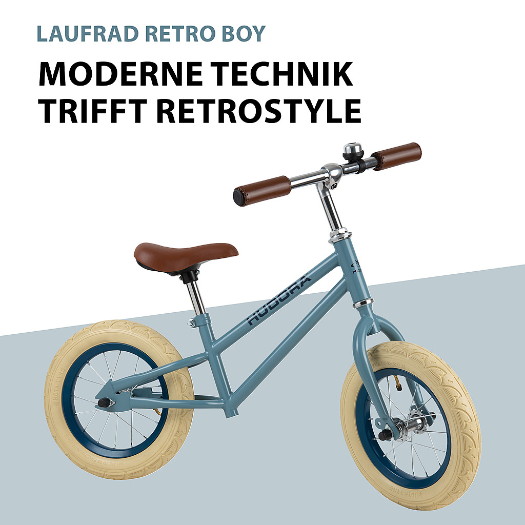 Bicicletta da corsa Hudora Retro Boy (blu, 87 cm × 42 cm × 64 cm, 5 kg)