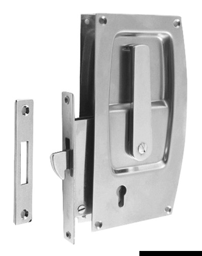 Mortice lock brass, chrome-plated f.sliding doors