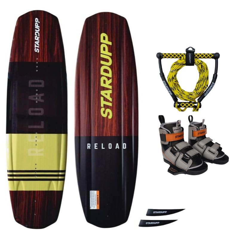 Stardupp Reload Wakeboard 139 cm Yellow - Wakeboard Bindings Pack - Wakeboard Rope