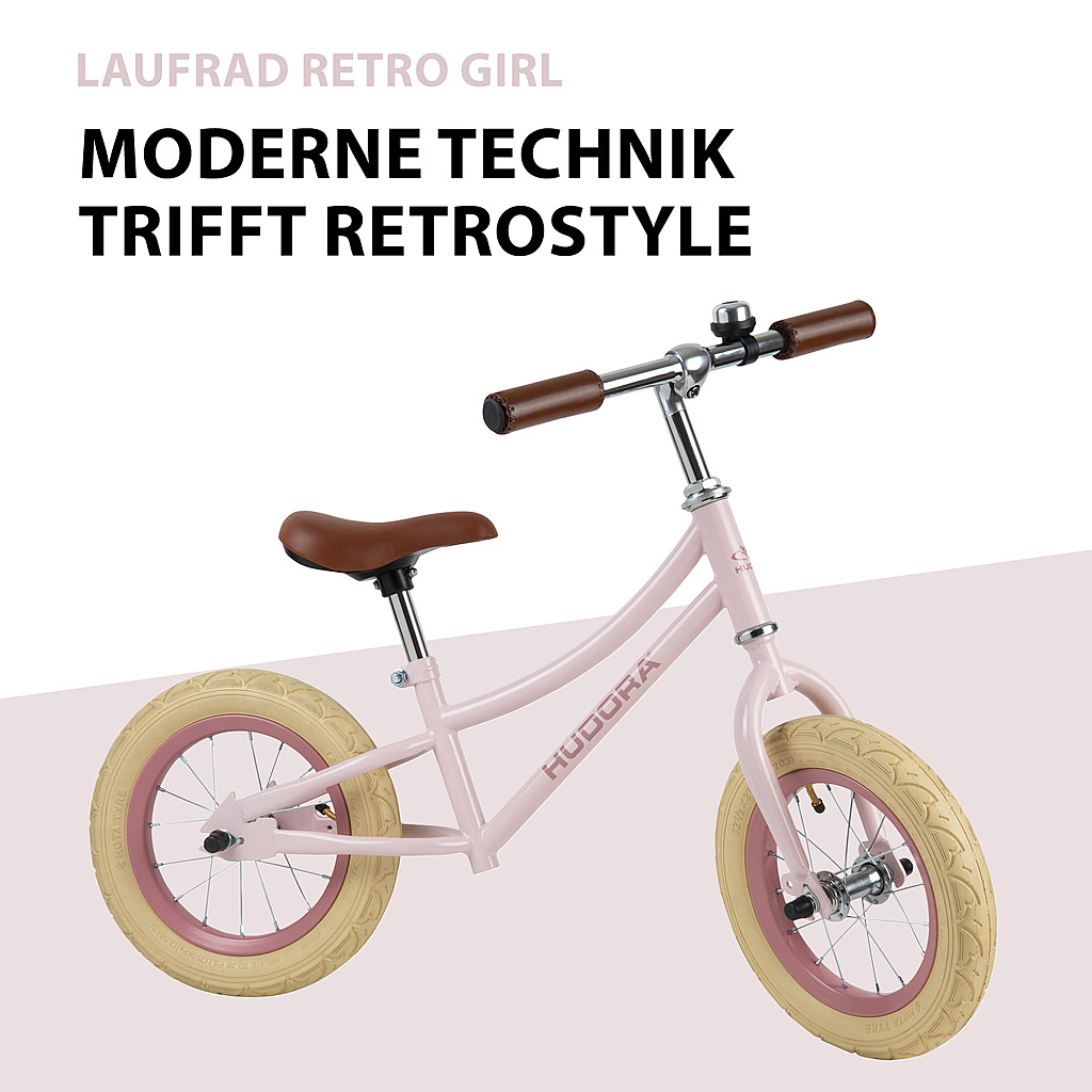 Bicicletta da corsa Hudora Retro Girl (rosa, 87 cm × 42 cm × 64 cm, 5 kg)