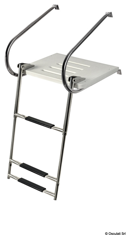 Fibreglass bathing platform with ladder
