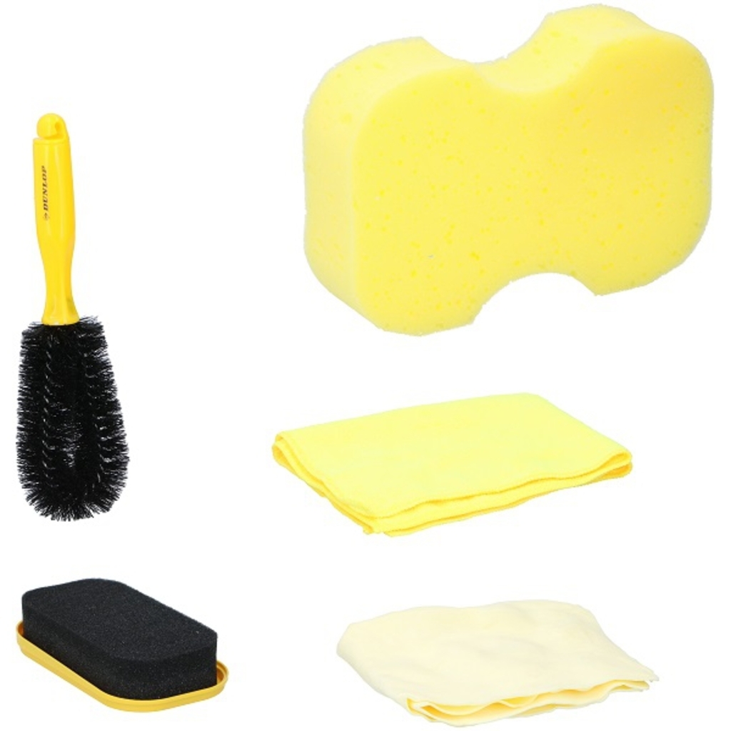Kit de nettoyage pour voiture Dunlop 5 pièces (noir/jaune, 250g)