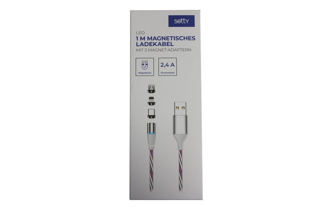 Setty Câble USB magnétique 1m 2A LED (blanc, 100cm)