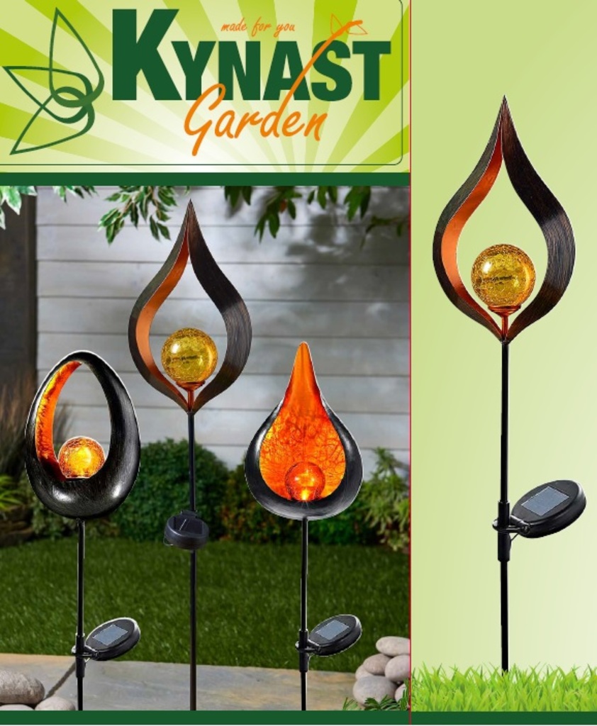 Lanterna solare Kynast effetto fiamma / palla di fuoco (assortita, 93 cm)
