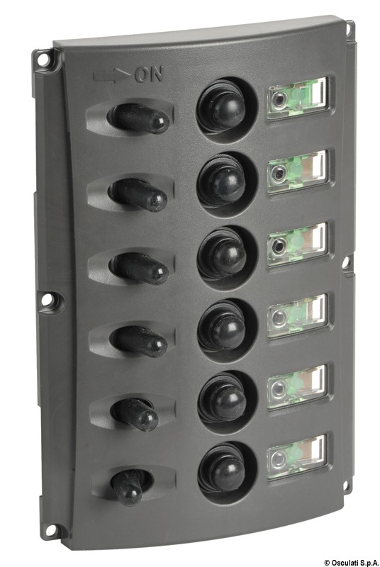 Switch panel w. automatic fuses and 2-LED (14.850.05)